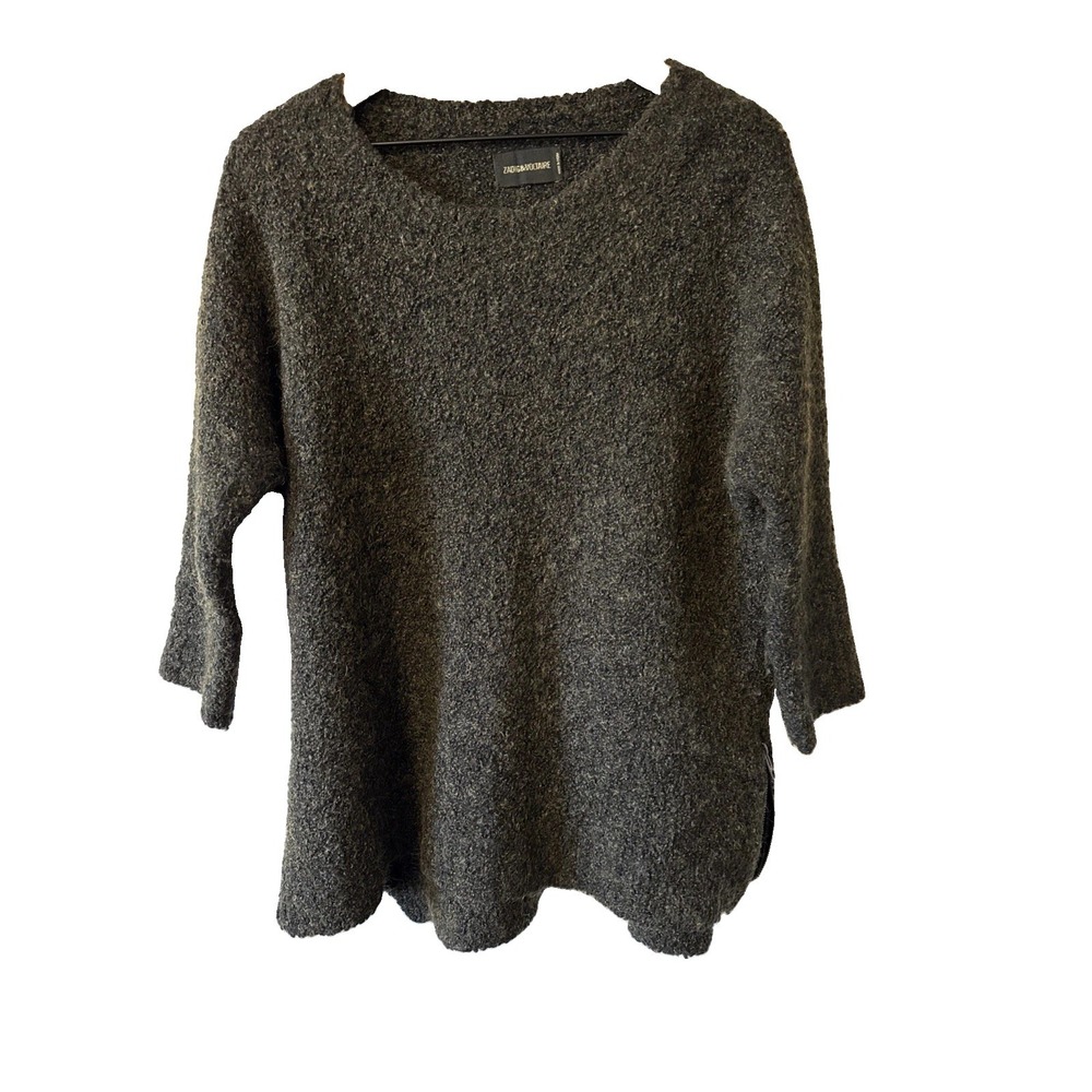 Zadig & Voltaire Green Boucle Wool Mohair Zipper Sweater Athina WDMG1101F L